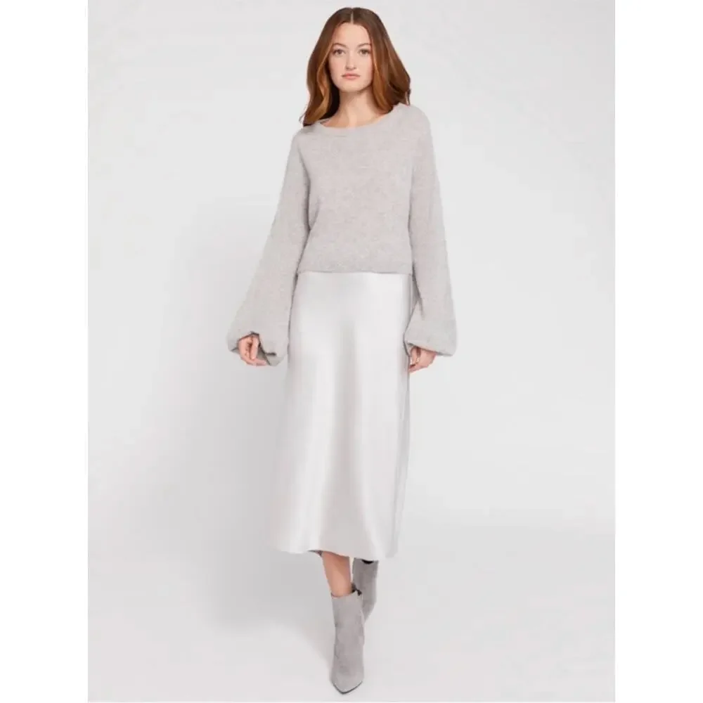 NWT alice + olivia Maeve Slip Skirt Women’s Size 4 silver grey
